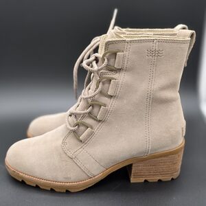 Sorel Women's Tan Leather-Look Boot Sz 8